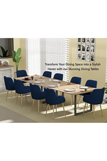 Mahmayi Dec 136 BLK Wooden Dining Table Loop-Leg, 10-Seater-360cm, Cognac Brown Sherman Oak Finish