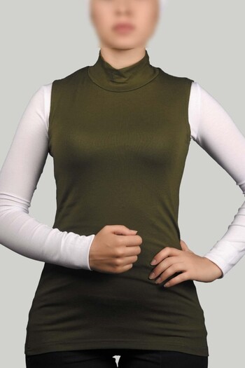Altobeh Organic Sleeveless Turtleneck Lycra Women's Zero Sleeve Bodysuit