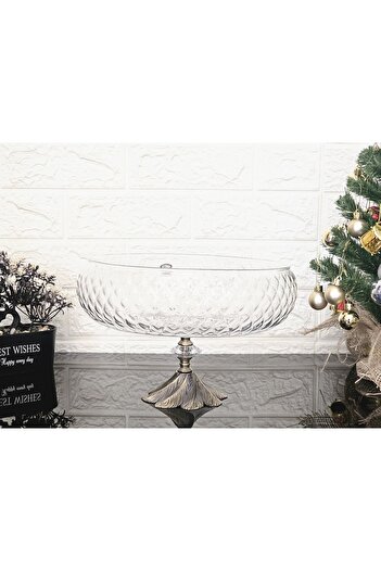atabey home collection Lotus Crystal Large Size 28cm Square Cutout Decor Tumbled Foot Cage Salad Bowl