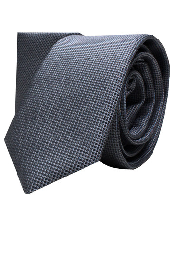 Varetta Men's Metallic Gray Dobby Eyelet Slim Handkerchief Tie