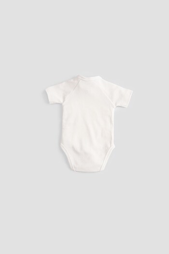 Little Gusto Ecru Short Sleeve Organic Cotton Double Breasted Bodysuit