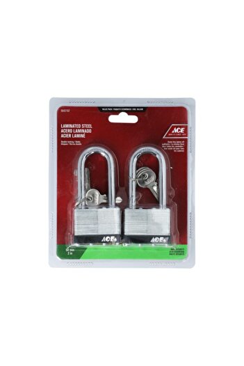 ACE 2-Piece High Security Laminated Steel Padlock with Keys 50mm