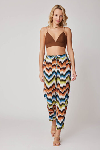 Vitrin Zigzag Patterned Tie Waist Trousers