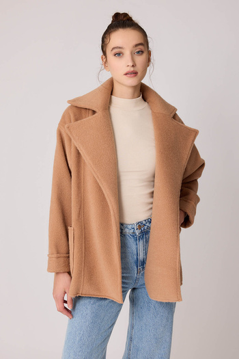 Vitrin Long Collar Detailed Jacket with Big Pockets
