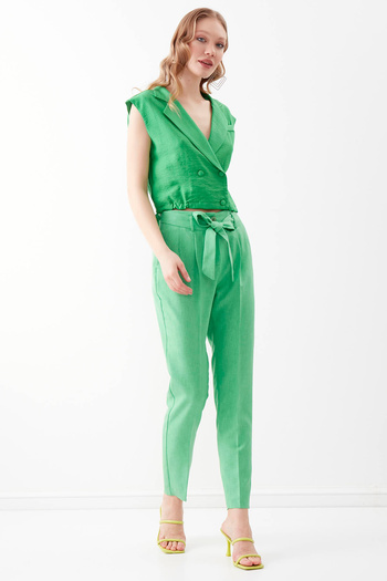 Vitrin High Waist Belt Detailed Trousers