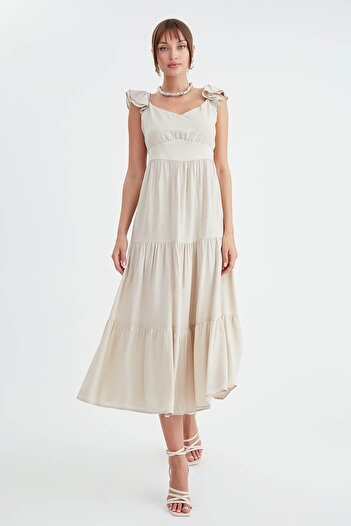 Vitrin Flounce Sleeve Layered Dress