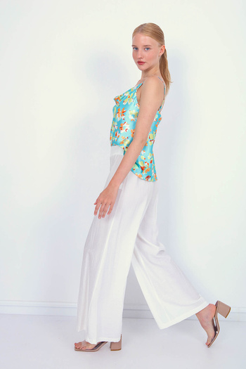 Vitrin Wide Leg Trousers with Elastic Back