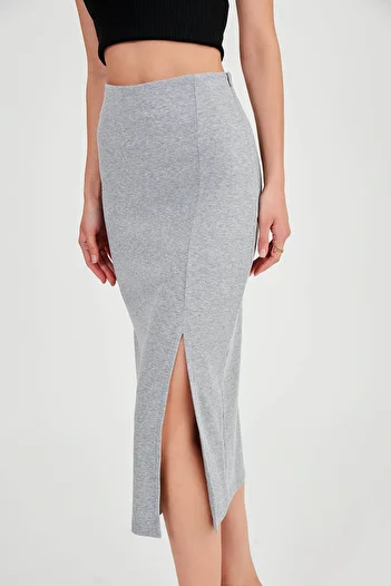 Vitrin Midi Length Slit Detailed Skirt