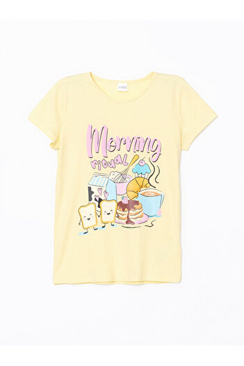 LC Waikiki LCW Kids Sarı Bisiklet Yaka Kız Çocuk Pijama Takım