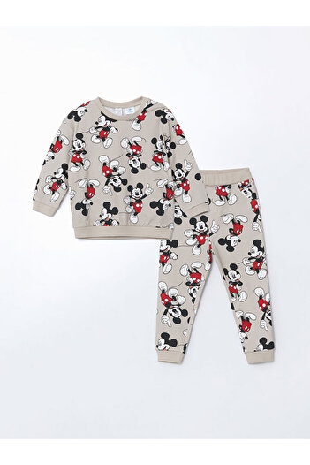LC Waikiki LCW baby Mickey Mouse Baskılı Erkek Bebek Sweatshirt ve Eşofman Alt 2'li