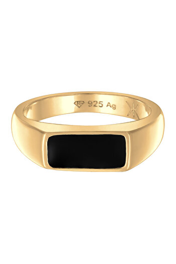 KUZZOI Ring Herren Siegelring Geo Elegant mit Emaille in 925 Sterling Silber