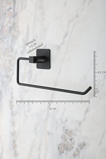 evina Square Adhesive Black Paper Roll Towel Holder, Napkin Holder, Adhesive Design, Bathroom Hanger