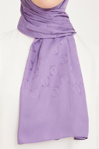 Armine Trend Life Jacquard Purple A Logo Checker Pattern Shawl 21085