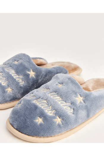 Chirpy Mori- Written Blue Women's House Slippers