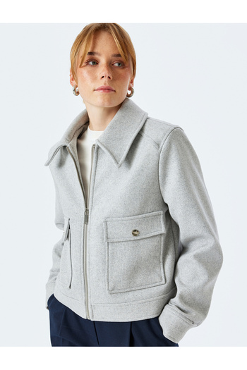 Koton Long Sleeve Zipper Detailed Crop Jacket