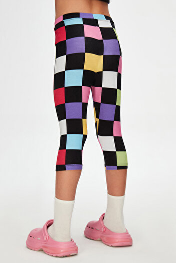 LOVETTI Girl's Op Art Checkers Pattern Capri