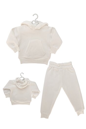 AKİF GİYİM Unisex Baby and Kids Hooded Raised Sweatshirt Set - Nursery
