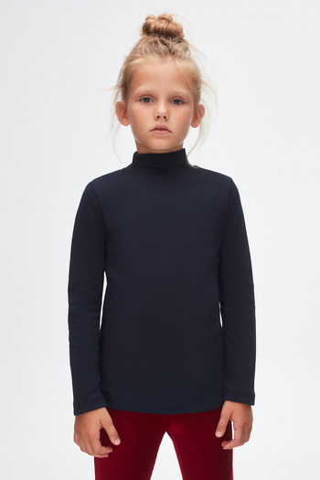 LOVETTI Σκούρο Navy Blue - Κοριτσίστικο μακρυμάνικο μπλουζάκι με μισό ζιβάγκο