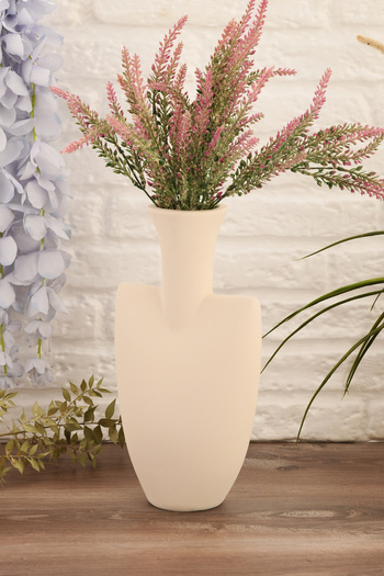 ANGDESİGN Angdesign Hitit Ceramic Vase - Small and Non Glazed, 29 cm Ecru