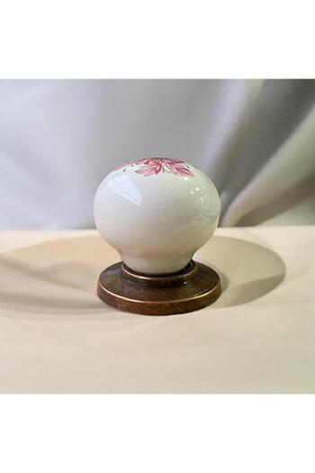Porcellana Perla Porcelain Cover Handle Cabinet Handle Drawer Kulb Furniture Kitchen Bathroom Handle Ruby Button-Copper-Stk3343