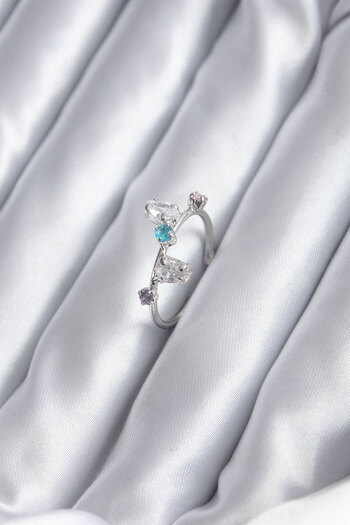 Skygo Zircon Stone Detailed Silver Women's Ring - Tj-Byk2843