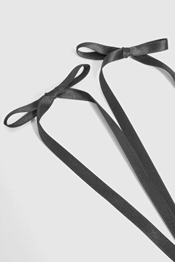 New Obsessions Minimalist Thin Black Bow Ribbon Women's Buckle 2 Pack