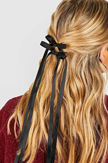 New Obsessions Minimalist Thin Black Bow Ribbon Women's Buckle 2 Pack