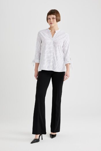 DeFacto Fitted Apaş Collar Polka Dot Bengal Half Sleeve Shirt I5280Az24Au