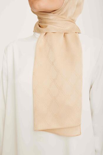 Armine Trend Jan Jan Cream Monogram Patterned Jacquard Shawl 6 - 3129