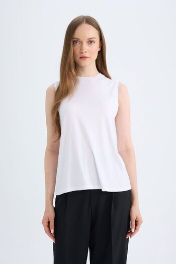DeFacto Relax Fit Sleeveless Basic Plain T-Shirt Tunic D8706Ax24Hs