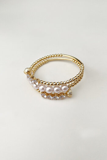 Modex Wrapped Pearl and Jewelled Heeled Bracelet