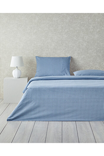 English Home Ornate Fancy Cotton Single Duvet Cover Set 160X220 cm Blue