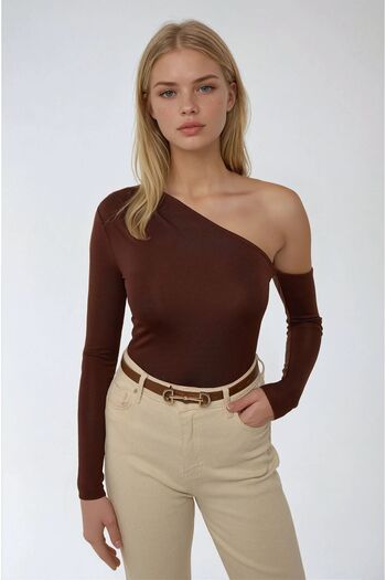 Hiccup Draped Detailed Asymmetrical Collar Flexible Bodysuit