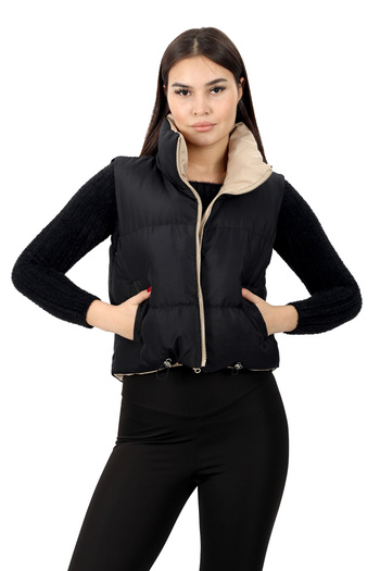 Gözde Tasarım Butik Pearl Double Sided Crop Puffer Vest