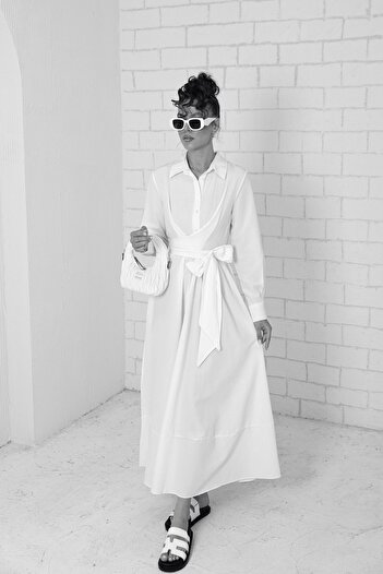 Melike Tatar Tie-Up WHITE Dress - 3-3127
