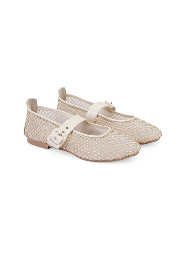 Desa Women's Beige Shiny Stone Detailed Ballerinas
