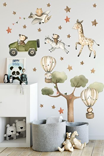 Grafikup Drăguț Safari animale autocolant de perete Kids Room Wall Ornament