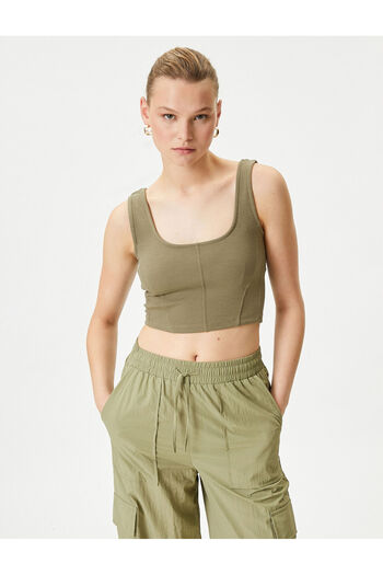 Koton Crop Tank Top with U Collar Strap