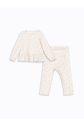 LC Waikiki Crew Neck Baby Girl Blouse and Leggings 2 Pieces Set