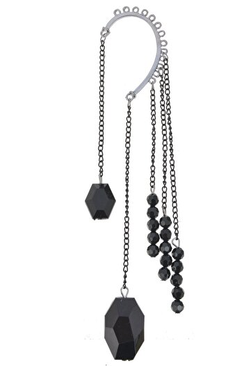 Pelin Aksesuar Black Beaded Ear Accessory