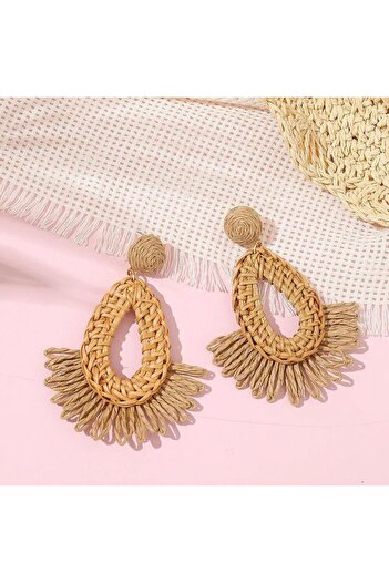 Pelin Aksesuar Large Drop Straw Earrings