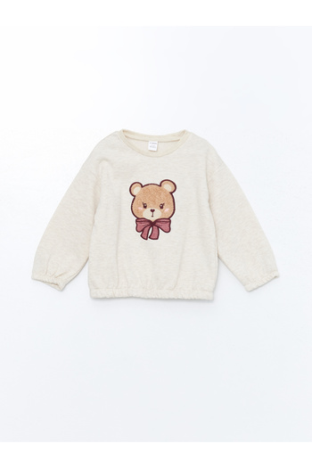LC Waikiki Zweiteiliges Set aus Sweatshirt und Leggings für Mädchen mit Rundhalsausschnitt und langen Ärmeln und Stickerei