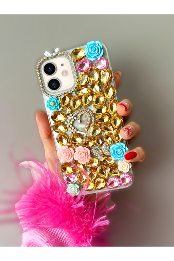 OSG iPhone 11 Compatible Ultra Premium Protective Case with Mirror and Rose Gold Stone Slab