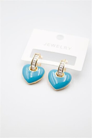 MENESSA Enameled Heart Earrings - Turquoise