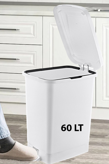 EFFE HOME Ergonomic Pedal Plastic Trash Can (without inner bucket) Off-White