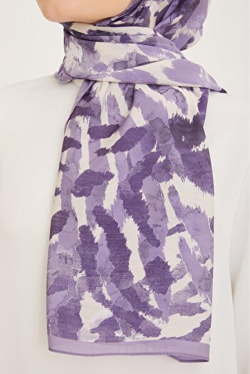 Armine Trend Lilac-white Brush Pattern Modal Shawl 6318-17