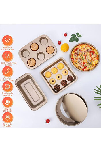 fulina 5 Pcs Baking Pans Set, Carbon Steel Non-Stick Coating Oven Baking Sheet Set, Bakeware Set for Baking
