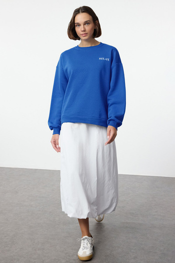 Trendyol Collection Fleecová mikina s barevným oversize potiskem Saks - Twoaw25sw00210