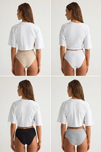 Trendyol Collection 4 пари BlackWhiteMulti Colour Бавовняні хіпстерські кулони THMSS25KU00015