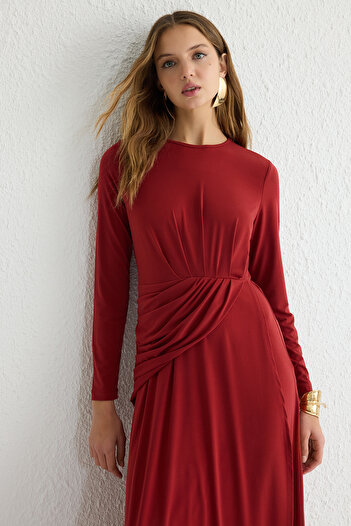 Trendyol Modest Tile Sandy Knitted Straight Evening Dress - Tctss25Db00016